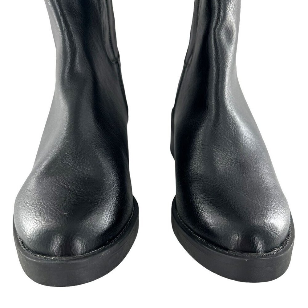 NEW Life Stride Black Faux Leather Low Heel Riding Boots Size 5.5 - Picture 4 of 8